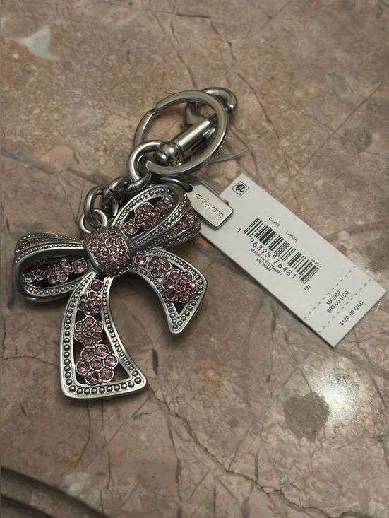 Coach Bow Bag Charm SILVER/PURPLE. NWT - Picture 3 of 3